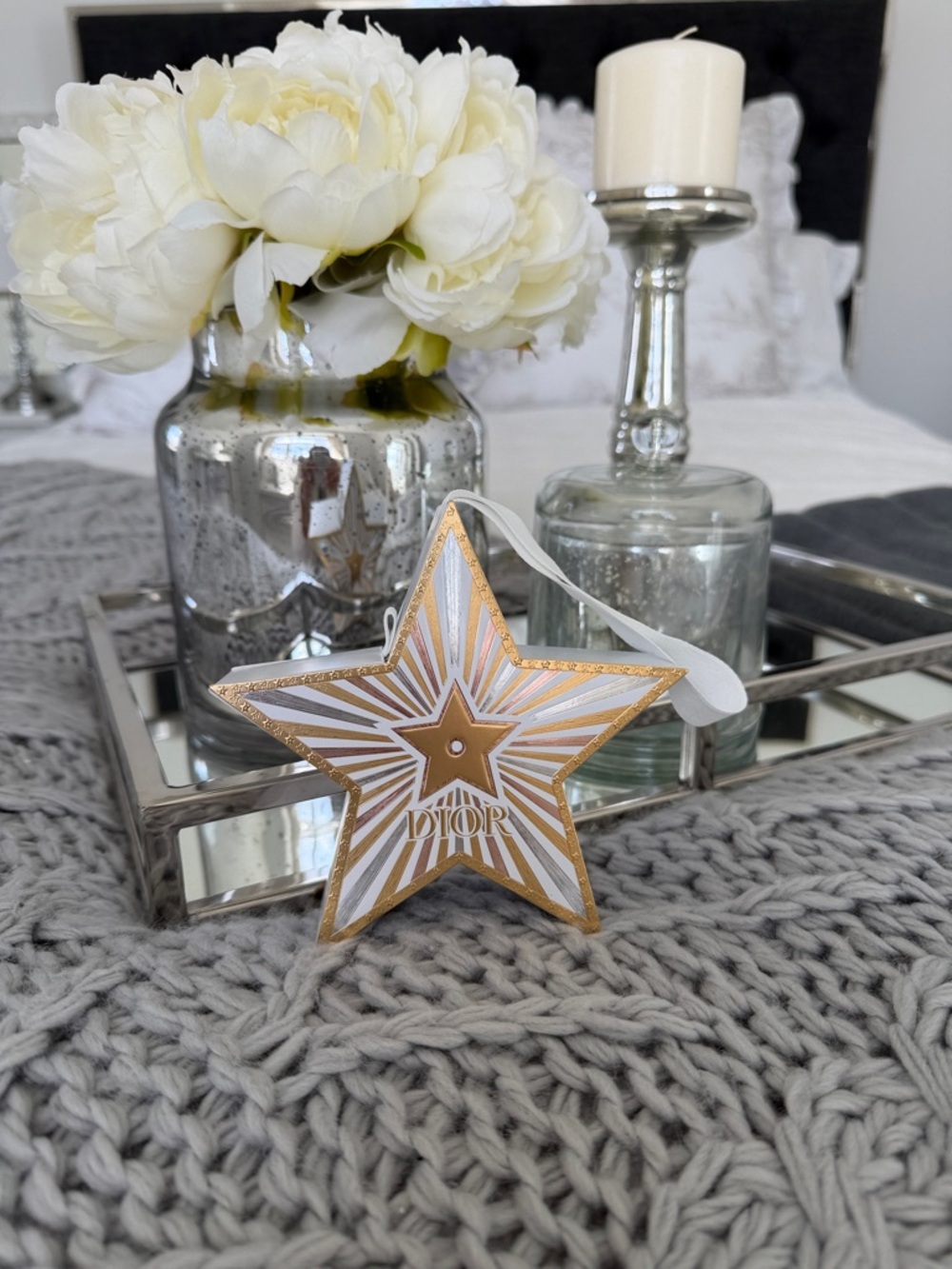 Dior White and Gold Star Hanging Ornament